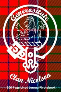 Clan Nicolson 200 Page Lined Journal/Notebook