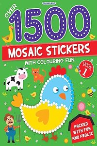 1500 Mosaic Stickers Book 1 with Colouring Fun - Sticker Book for Kids Age 4 - 8 years