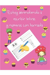 Estoy aprendiendo a escribir letras y números con hornada