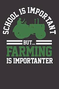 Farmer Notebook: School Is Important But Farming Is Importanter Farm Gift 6x9 Dot Grid Dotted 120 Pages for School College