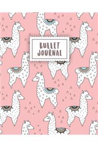 Bullet Journal: Cute Alpaca with Pastel Pink 150 Dot Grid Pages (Size 8x10 Inches) with Bullet Journal Sample Ideas