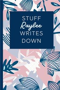 Stuff Raylee Writes Down: Personalized Journal / Notebook (6 x 9 inch) STUNNING Navy Blue and Mauve Blush Pink Pattern