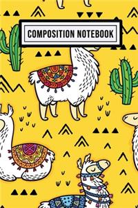 Llama Wide Ruled Composition Notebook