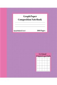 Graph Composition Notebook 5 Squares per inch 5x5 Quad Ruled 5 to 1 100 Sheets