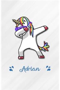 Adrian A5 Lined Notebook 110 Pages: Funny Blank Journal For Personalized Dabbing Unicorn Family First Name Middle Last. Unique Student Teacher Scrapbook/ Composition Great For Home Sch