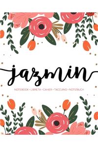 Jazmin: Notebook - Libreta - Cahier - Taccuino - Notizbuch: 110 pages paginas seiten pagine: Modern Florals First Name Notebook in Coral, Pink & Orange on W