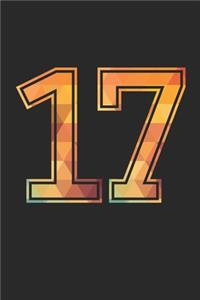Blank Lined Journal, Notebook, Diary, Planner - 17 Lucky Number Sports Team No. 17 Age Year 2017 - 17th Birthday Gift For 17 Years Old Boys And Girls
