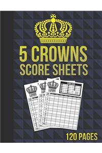 5 Crowns Score Sheets: 120 pages - Blue Geometric Pattern Cover