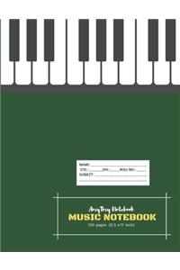 Music Notebook - AmyTmy Notebook -120 pages - 8.5 x 11 inch - Matte Cover
