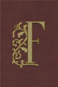 F: Journal - Gold Initial Design Cover / Blank Journal / Sketch / Drawing Book - 6" X 9" Paper - Unlined Notebook / Diary - 100 Pages