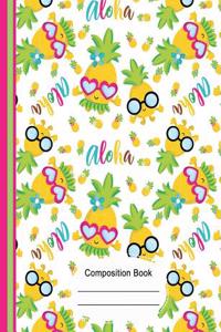 Tropical Aloha Cute Pineapple Composition Notebook Sketchbook Paper