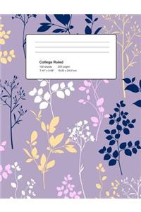 Purple Meadow Composition Notebook College Ruled 200 Pages