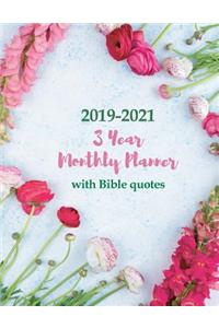 2019-2021 3 Year Monthly Planner with Bible Quotes: Large Schedule Organizer for Christian Women & Men 3 Years Agenda, One Month & One Bible Verse Per Page Diary, Letter Sized: 8.5 X 11 Inch; 21.59 X 