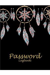 Password Logbook: Pretty Boho Black Book, 8.5