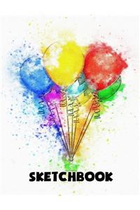 Colorful Birthday Balloons Blank Drawing Sketchbook Journal