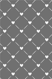 Journal Notebook White Quilted Hearts Pattern 9