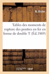 Tables des moments de rupture des poutres en fer en forme de double T