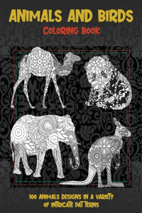 Animals and Birds - Coloring Book - 100 Animals designs in a variety of intricate patterns