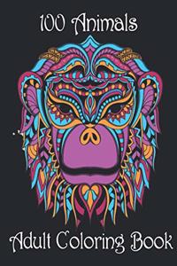 100 Animals Adult Coloring Book