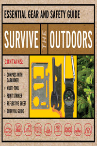 Survive the Outdoors Kit: Essential Gear and Safety Guide - Contains: Compass with Carabiner, Multi-Tool, Flint Striker, Reflective Sheet, Survival Guide