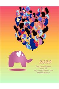 2020 Cute Little Elephant Loves You 2019-2020 Academic Year Monthly Planner
