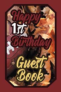 Happy 1st Birthday Guest Book: 1 First One American Football Celebration Rugby Message Logbook for Visitors Family and Friends to Write in Comments & Best Wishes Gift Log (Gridiro