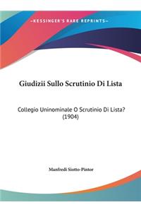 Giudizii Sullo Scrutinio Di Lista