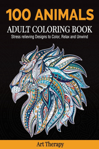 100 Animals Adult Coloring Book