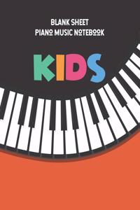 Blank Sheet Piano Music Notebook Kids: Kids Wide Staff Manuscript Paper * Large (8.5" x 11") * 6 Stave * 100 Pages: Key Wave