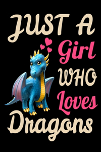 Just A Girl Who Loves Dragons Funny Dragon Lovers Journal. Funny Dragon Legendary Mythical Animal Lover NotBook Gift