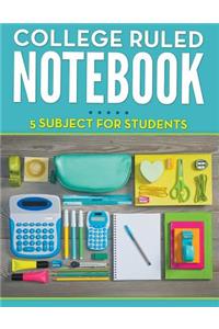 College Ruled Notebook - 5 Subject For Students
