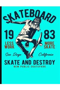 Skateboard 1983 Less Work More Skate San Diego California Skate And Destroy New Public Skatepark