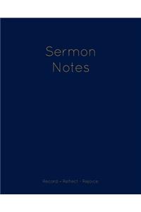 Sermon Notes Journal: Sermon Note Taking - Royal Blue with Gold Type Church Sermon Notebook - Record Notes and Reflect on Inspirational Meaning of Bible Scripture