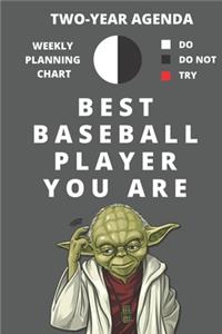2020 & 2021 Two-Year Weekly Planner For Best Baseball Player Gift - Funny Yoda Quote Gray Appointment Book - Two Year Daily Agenda Notebook