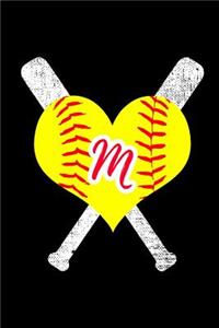 M Monogram Initial Softball Journal