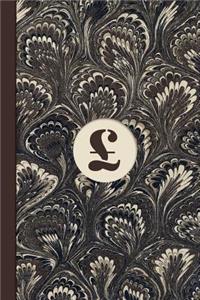 Monogram Symbol Pound Sterling Sign Money Management Marble Notebook (Coffee Peacock Edition)