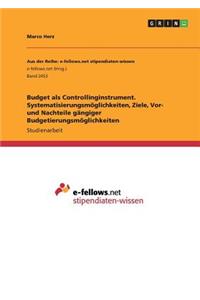 Budget als Controllinginstrument. Systematisierungsmöglichkeiten, Ziele, Vor- und Nachteile gängiger Budgetierungsmöglichkeiten