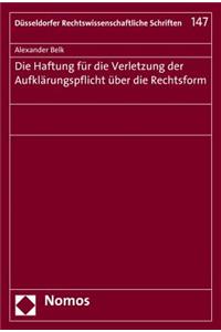 Haftung Fur Die Verletzung Der Aufklarungspflicht Uber Die Rechtsform