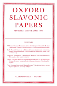 Oxford Slavonic Papers: Volume XXXIII (2000)