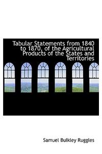 Tabular Statements from 1840 to 1870, of the Agricultural Products of the States and Territories