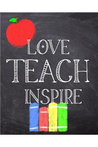 Teacher Planner 2019 - 2020: Daily Lesson Plans for a 190 teaching days dated from August 2019 - July 2020 with Love Teach Inspire Cover