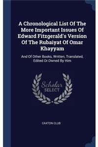 A Chronological List Of The More Important Issues Of Edward Fitzgerald's Version Of The Rubaiyat Of Omar Khayyam