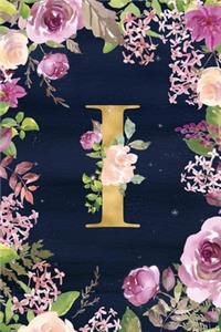 Title: I: Purple Floral Letter I - Personalized Initial Monogram Letter I College Ruled Notebook - 6 x 9 inch Pocket Size: Cute Alphabet Vintage Botanical 