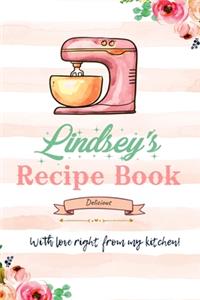 Lindsey Personalized Blank Recipe Book/Journal for girls and women