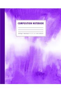 Composition Notebook: Violet Purple Watercolor Ombre Cover Wide Ruled