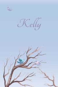 Kelly: Personalized Name Journal/Notebook for Women and Girls - Cute Bird Design with Decorative Writing Pages