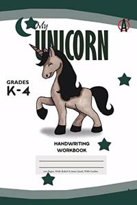 My Unicorn Primary Handwriting k-4 Workbook, 51 Sheets, 6 x 9 Inch Olive Green Cover