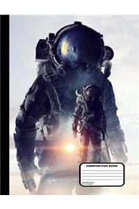 Astronauts in Space Suits Composition Notebook Blank Unruled 200 Pages / 100 Sheets, 8-1/2