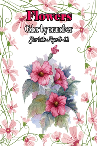 Flowers Color by number for kids Ages 8-12