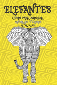 Libros para colorear - Letra grande - Animales y flores - Elefantes